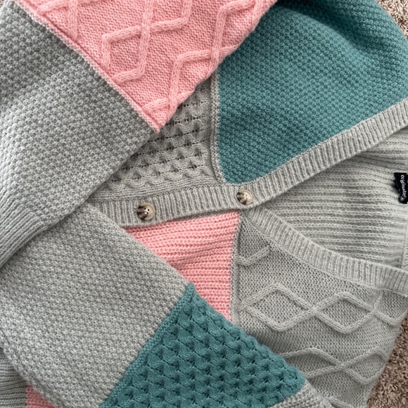 Originality Button Up Color Blocked Textured Spring Sweater - Size Large - NWT - Picture 5 of 5